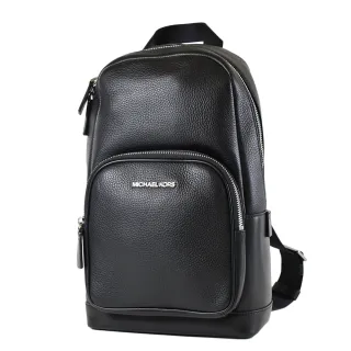 【Michael Kors】COOPER 男款 荔枝紋拉鍊單肩背胸包-黑色