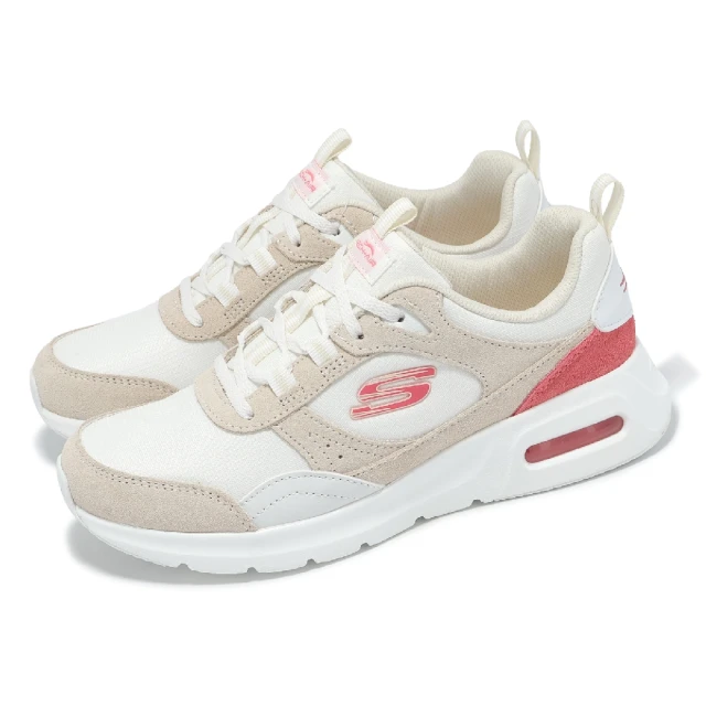 SKECHERS 休閒鞋 Skech-Air Court-Real Ease 女鞋 米白 粉紅 氣墊 運動鞋(150078-NTPK)