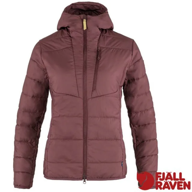 【Fjallraven】小狐狸 女 Keb Padded Hoodie 保暖化纖連帽夾克.風衣(89630-357 深葡萄紅)