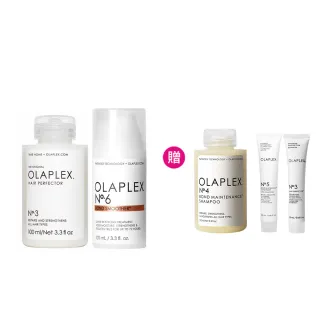 【OLAPLEX 歐啦】3號+6號護髮雙入組(3號洗前修護素100ml+6號免沖洗修復乳100ml+4號溫和水潤洗髮乳100ml)