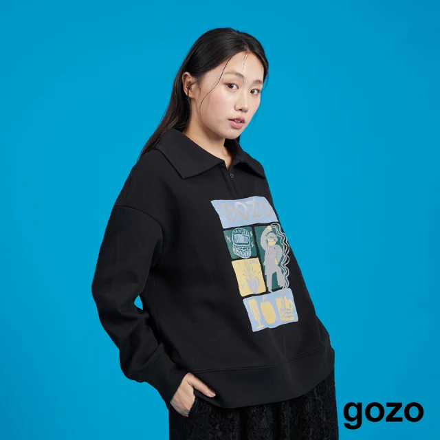 gozo DISCO月餅太空棉翻領大學T(兩色)