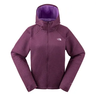 【The North Face 官方旗艦】北面女款紫色吸濕排汗針織連帽外套｜83U91NI(排汗衫)