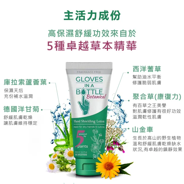 【美國瓶中隱形手套】5種草本保濕防護乳100mlx2入(清爽保濕、修護粗糙乾裂)