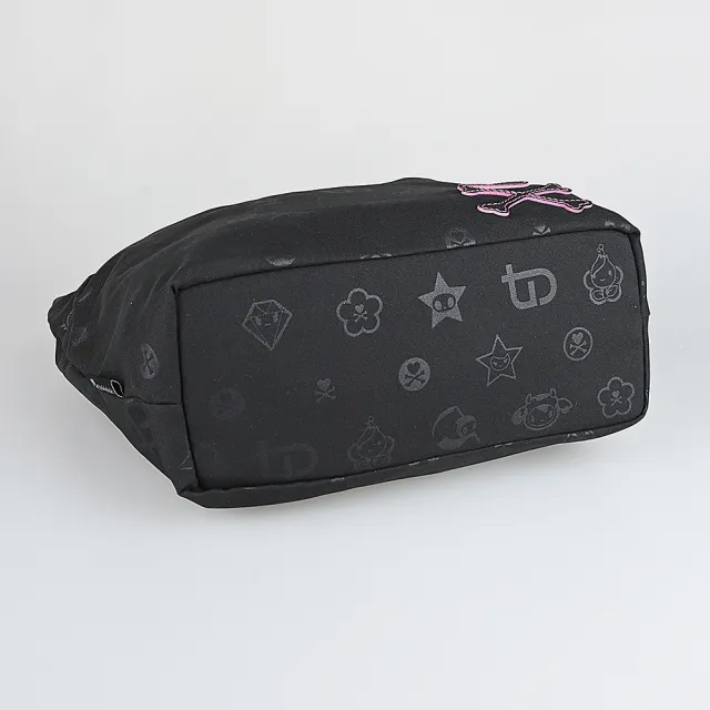 【TOKIDOKI】雙11 TOKIDOKI 車線LOGO反光小圖尼龍吸釦式肩背包(黑x粉紅)