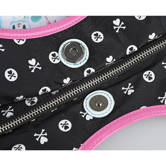 【TOKIDOKI】雙11 TOKIDOKI 透明藍LOGO日系暈染風格圖案尼龍肩背包(白x彩x粉紅)