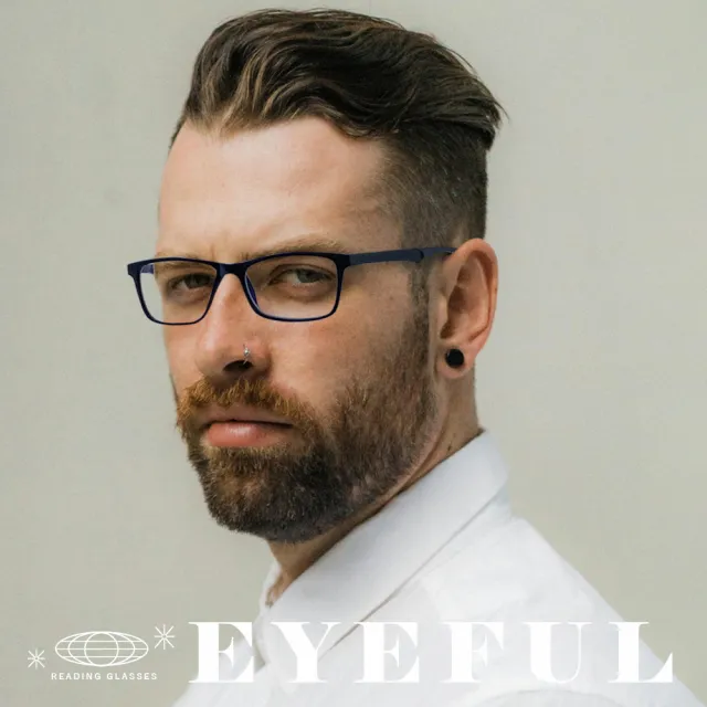 【EYEFUL】抗藍光老花眼鏡 中性素面大框(舒適 耐用 高質感 中性感)