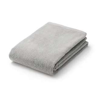 【【MUJI 無印良品】】棉圈絨雙線織浴巾/可吊掛/灰色 70*140 cm