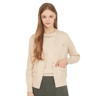 【SCOTTISH HOUSE】珍珠鑽釦開襟線衫外套-黑/卡CHUB1410