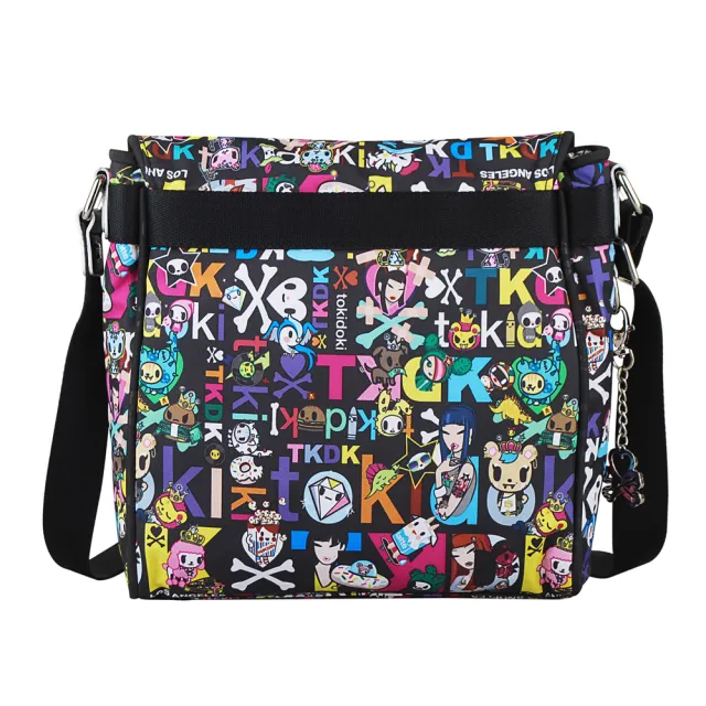 【TOKIDOKI】雙11 經典五車線LOGO日系卡通風格尼龍釦式斜背包(黑底彩)