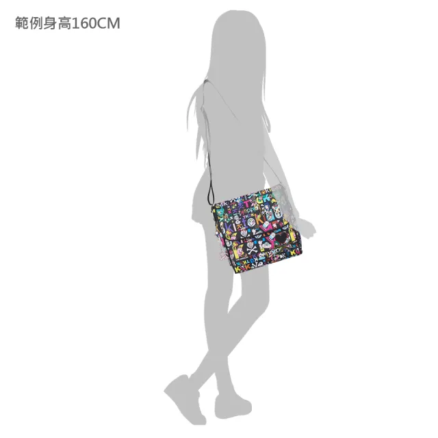 【TOKIDOKI】雙11 經典五車線LOGO日系卡通風格尼龍釦式斜背包(黑底彩)