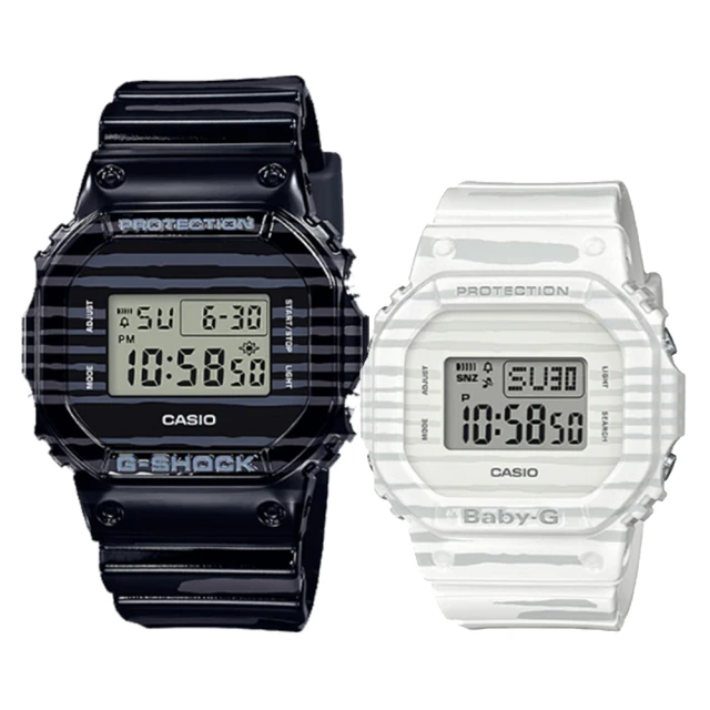 CASIO 卡西歐 G-SHOCK&BABY-G 電子情人依偎斑馬對錶(SLV-19B-1)