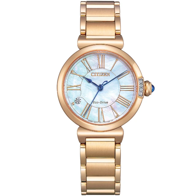 CITIZEN 星辰 L系列 幸福鈴蘭永恆款 光動能白蝶貝真鑽女錶-29.5mm(EM1063-89D)