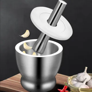 【挪威森林】食品級304不鏽鋼研磨缽一體成形-中號(磨藥搗碎器 搗蒜器 磨藥碗 磨粉缽 食物料理器)