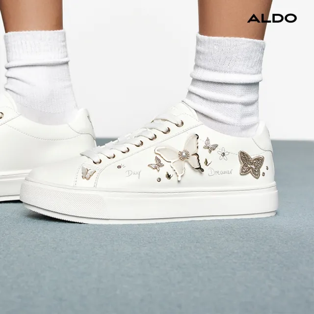 【ALDO】雙11★PEARLWING-時尚獨特蝴蝶裝飾小白鞋-女鞋(白色)