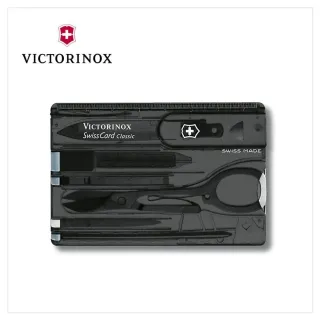 【VICTORINOX 瑞士維氏】SwissCard Classic 10用 瑞士卡/透黑(0.7133.T3)