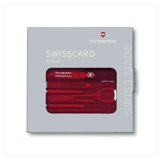 【VICTORINOX 瑞士維氏】SwissCard Classic 10用 瑞士卡/透紅(0.7100.T)