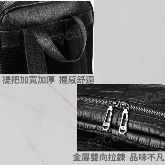 【BAGGLY&CO】雙11 真皮 史特拉鱷魚壓紋頭層牛皮男士後背包(真皮包包 防輕潑水包 商務包 頭層牛