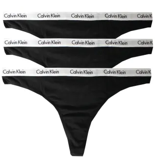 【Calvin Klein】CK經典LOGO棉質BIKINI女丁字褲三件組(黑色三件)