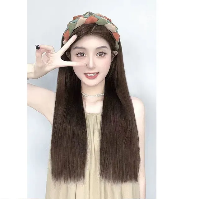 【巴黎精品】現貨+預購 女長假髮髮箍髮片透氣假髮片輕量隱形增髮量假髮接髮(編織髮箍半頭套假髮片4款a1hr8)