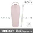 【WOKY 沃廚】2入組_渾圓杯 雙層陶瓷款 750ml-附矽膠粗吸管(隨行杯/吸管杯/保冰保溫)