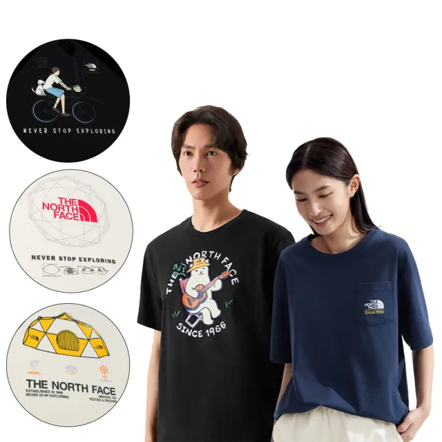 【The North Face 官方旗艦】男女款精選短Tee-印花款/UPF防曬/純棉/吸濕排汗(多款可選)