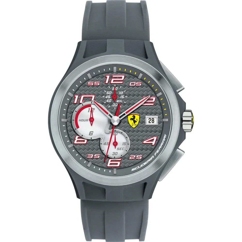 【Ferrari 法拉利】急速時尚風黑鋼膠帶腕錶(0830076)