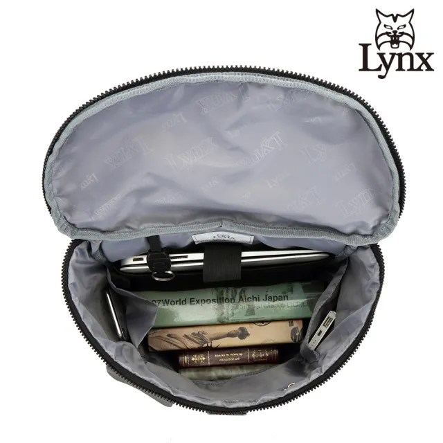 【Lynx】美國山貓旅行休閒防潑水多隔層機能布包 後背包(深灰色)
