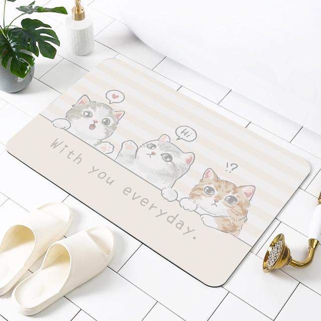 【半島良品】4入任選-厚款吸水防滑奈米絨軟式仿珪藻土地墊-60x40cm(獨家花款/台灣印刷/3秒瞬吸/橡膠防滑底)