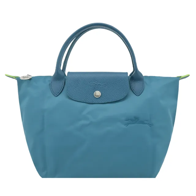 【LONGCHAMP】LE PLIAGE GREEN系列刺繡短把再生尼龍摺疊水餃包(小/多色選)