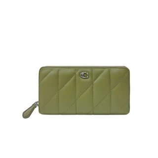 【COACH】蔻馳專櫃款 ACCORDION Nappa 皮革絎縫拉鏈長夾 綠色(CP441 LHMOS)