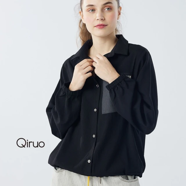 Qiruo 奇若名品 秋冬專櫃排釦立領上衣0506A 素色立領(M-2XL)