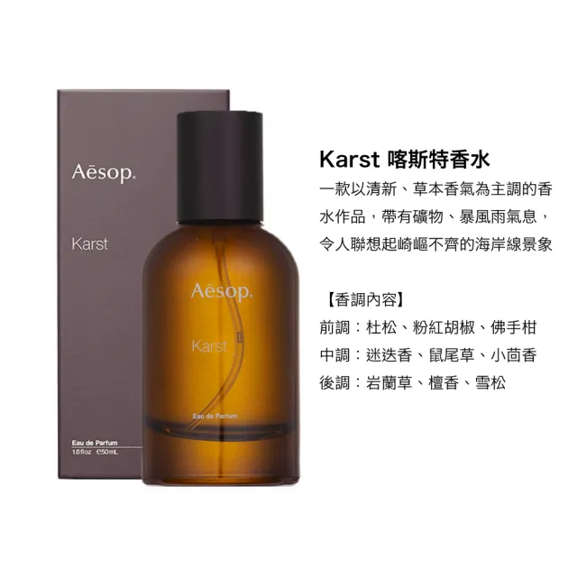 Aesop】香水50ml 多款可選(喀斯特/米拉塞蒂/埃雷米亞/艾底希思