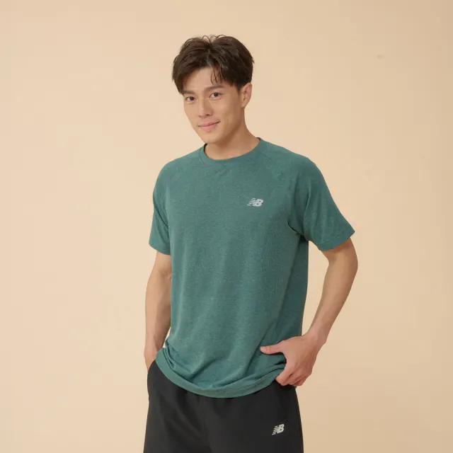 【NEW BALANCE】NB 吸濕排汗短袖上衣_MT41080NUS_男性_綠色(美版 版型偏大)