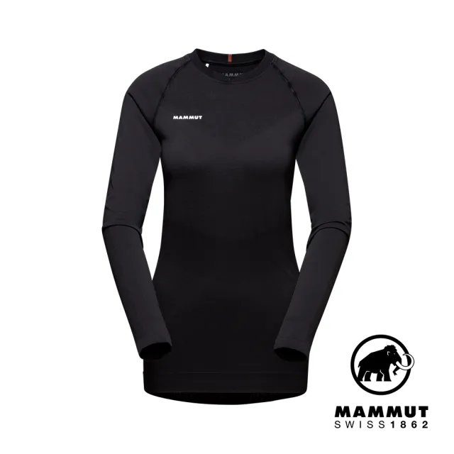 【Mammut 長毛象官方直營】Trift Longsleeve W 羊毛混紡長袖排汗衣 黑色 女款 #1016-01080