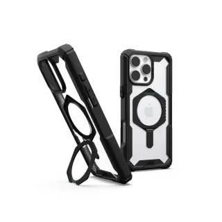 【UAG】iPhone 16 Pro Max 磁吸耐衝擊支架經典保護殼-透明（黑圈）(支援MagSafe無線充電)