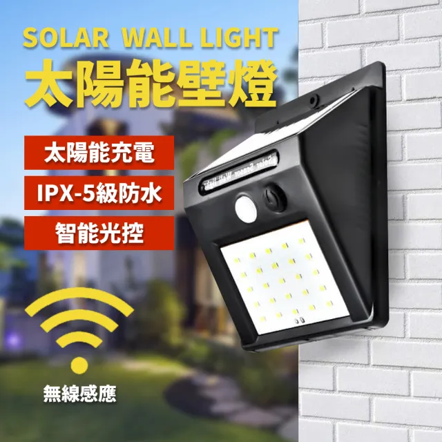 【環保0電費】太陽能 30顆LED 智能感應燈 天黑自亮人體感應(住家戶外都能使用)