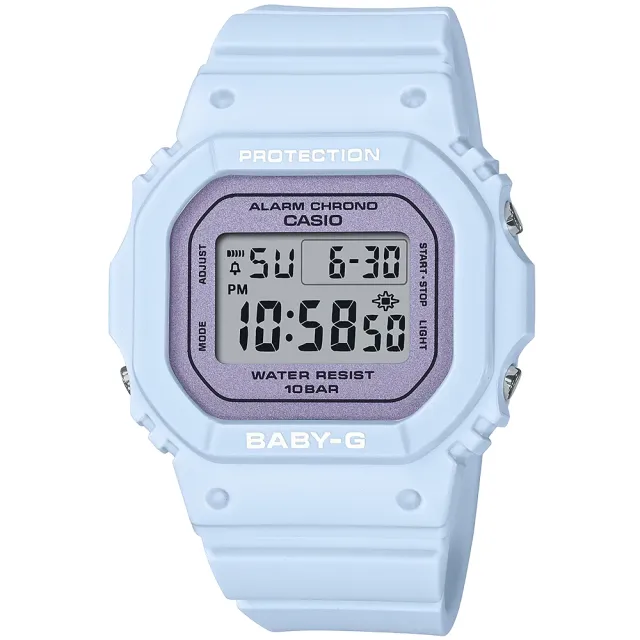 【CASIO 卡西歐】BABY-G 春日色彩珠光面電子手錶-紫丁香色 禮物 開學(BGD-565SC-2/速)