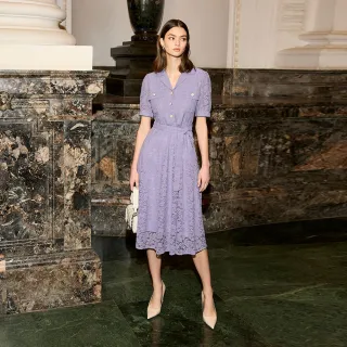 【ILEY 伊蕾】蕾絲緹花棉質長洋裝(紫；M-XL；1243547101)