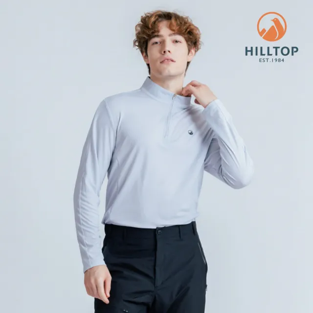 【Hilltop 山頂鳥】POLARTEC輕量 POLYGIENE抗菌吸濕快乾長袖針織上衣 男款 灰｜PS15XM36ECK0