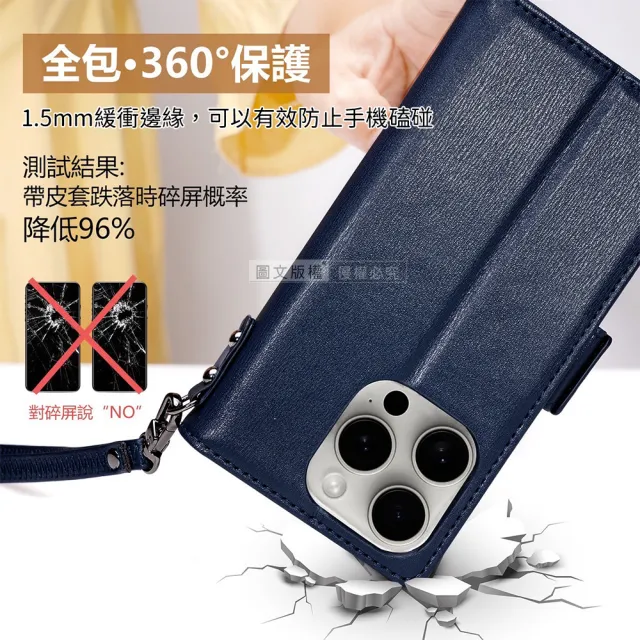 【VOORCA】iPhone 16 Pro Max 6.9吋 韓式磁扣側掀 插卡立架手機皮套(附手腕帶)