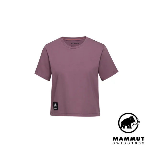 【Mammut 長毛象官方直營】Massone T-Shirt Cropped Patch 有機棉短版短袖T恤 波動紫 女款 #1017-05180
