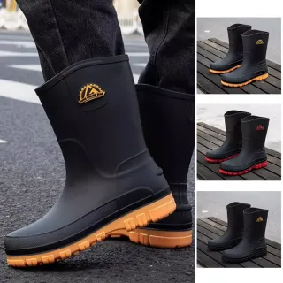 【Alberta】39-44男士雨靴 跟3cm 雨鞋 中筒防滑雨鞋 戶外中筒釣水鞋 水靴 成人膠鞋 3色