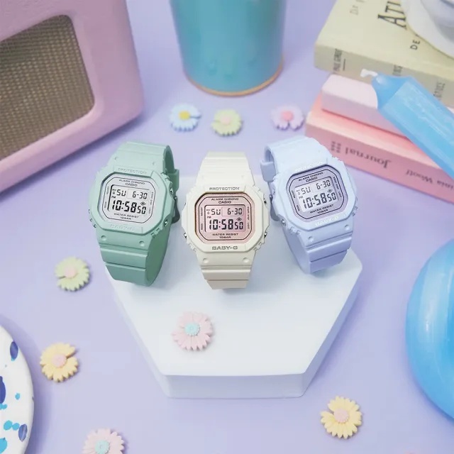 【CASIO 卡西歐】BABY-G 春日色彩珠光面電子手錶-櫻花粉紅 禮物 開學(BGD-565SC-4/速)