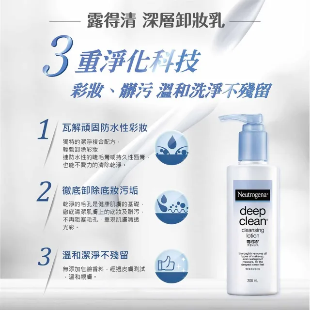 【Neutrogena 露得清】深層卸妝乳(200ml x4入)