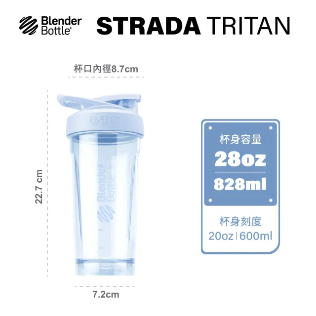 【Blender Bottle】2入組_〈Strada Tritan〉按壓防漏搖搖杯828ml 美國原裝進口(BlenderBottle/運動水壺)