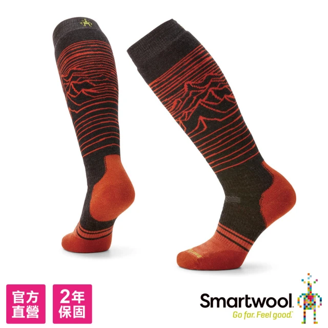 SmartWool 機能 Snow 中級減震 印花 滑雪 高筒襪-Iguchi聯名款 炭黑色(美麗諾羊毛襪 雪襪)