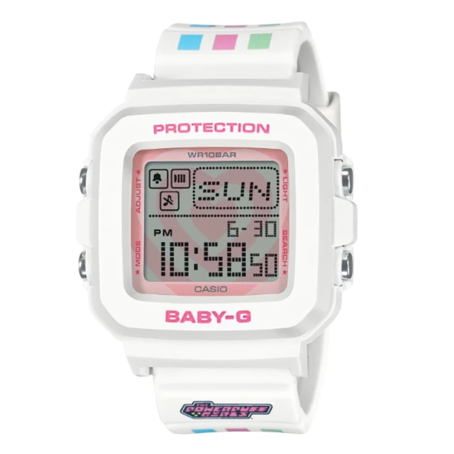 CASIO 卡西歐 BABY-G +PLUS x 飛天小女警 限量聯名 可愛出擊 手錶&吊飾套組 BGD-10KPP-7_39mm