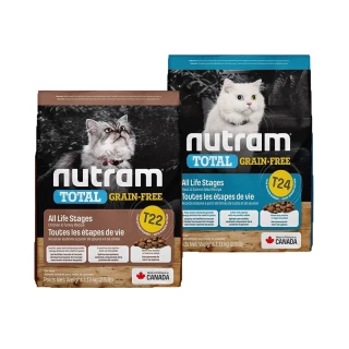 【Nutram紐頓】新客組-T22/T24無穀全齡貓糧2kg/4.4lb-任選2入(貓飼料、貓乾糧、無穀貓糧)