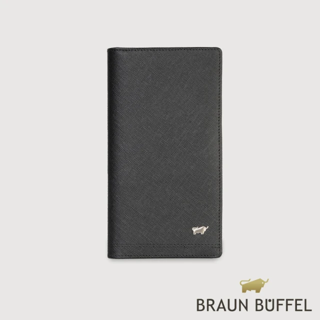 BRAUN BUFFEL 德國小金牛 台灣總代理 巴雷特 14卡兩折長夾-黑色(BF546-631-BK)