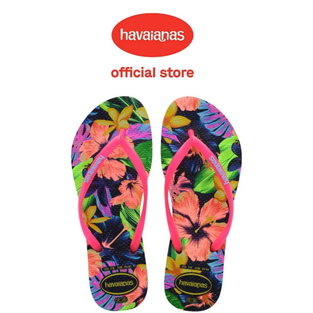 havaianas 哈瓦仕 拖鞋 女鞋 夾腳拖 花卉 巴西鳶尾 Slim Floral Neon 螢光桃 4149011-0555W(哈瓦士)